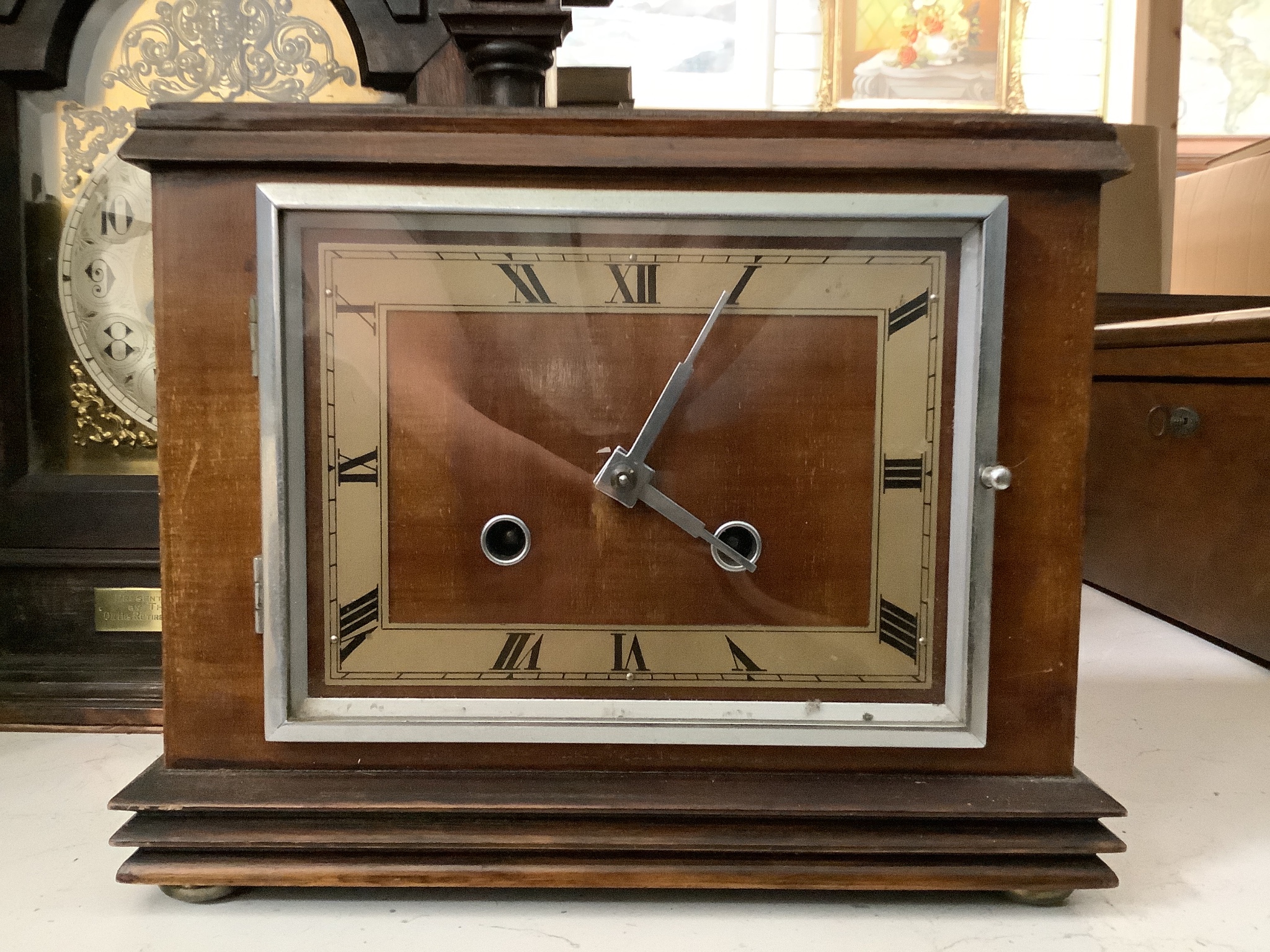 Three early 20th century German walnut mantel clocks